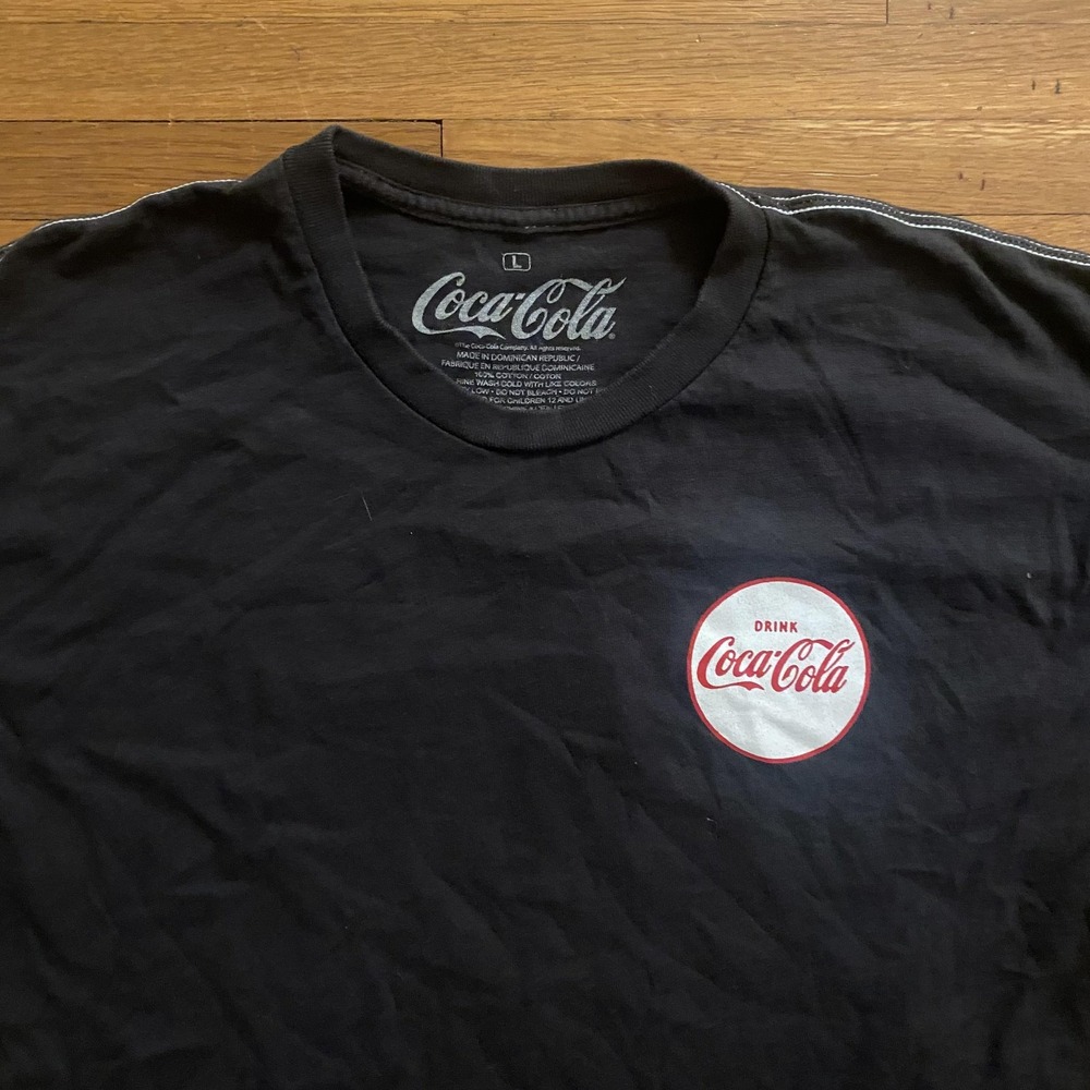 Coca-Cola Shirt Mens Large Black Cowboy Graphic Advertising Short Sleeve Tee - Picture 3 of 7